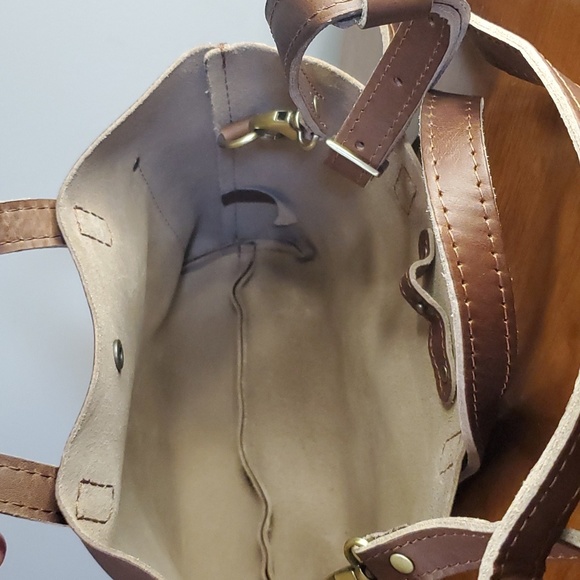 Portland Leather mini crossbody classic tote 🦄 English tan? NWOT - Picture 5 of 6